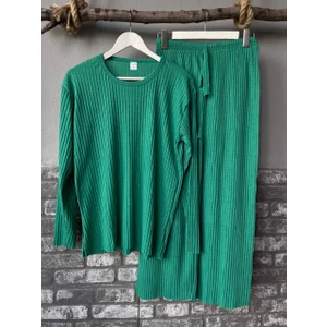 Kadın Alt Üst Örme Takım Sıfır Yaka Fitilli Takım Kadın Takım