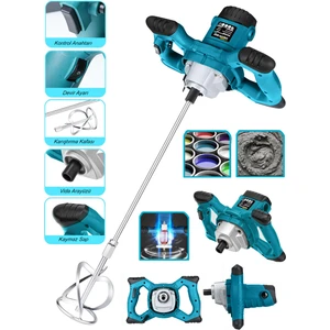 Alman 3000W Bakir Sargi 6 Kademe Devirli Ayarlı Elektirikli Alçı Boya ve Harç Karıştırıcı-Mavi DRG-3000V-BOYA-KARIŞTIRICI-MAVİ