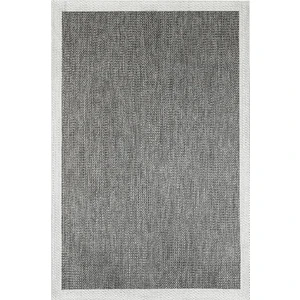 Türkmen Halı Siesta 1501 Beyaz Bordürlü Antrasit Sisal Halı Bordürlü Kolay Temizlenen Hasır Yolluk