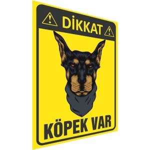 Doberman Temalı Dikkat Köpek Var Pvc Kaplama Uyarısı (30X42 Cm)