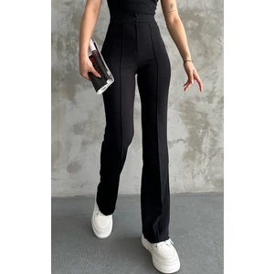 Kısmet Sepeti Kadın Siyah Yüksek Bel Toparlayıcı Orijinal Krep Kumaş Palazzo Pantolon