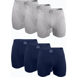 Erkek Gri Lacivert 6 Lı Premium Collection Modal Uzun Boxer 6M250