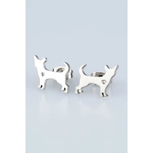 Lila Rosa Kedi Figürlü Minik Çelik Küpe