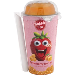 Bubble Tea | 350 ml Çilek ve Yeşil Çay Aromalı Içecek ile Mango Aromalı Boba