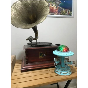 Atlı Karınca Disko Toplu Işıklı, Müzikli, Projeksiyonlu Müzik Kutusu Mavi Renk Sevgiliye Hediye