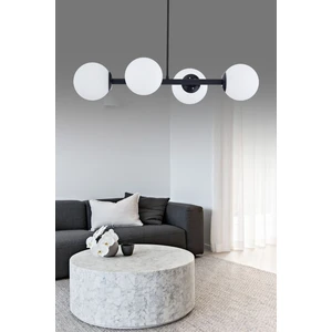 ŞL Şef Light Luxury Modern Tasarım Siyah 4'lü Beyaz Glop Camlı Avize