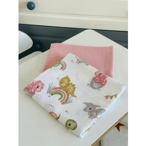 Fulya Tuhafiye  Pamuk 2'li Müslin Bebek Battaniye Seti Müslin Örtü 80 x 90 cm