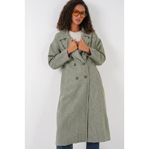 A.siyah Oversize Geniş Kesim Yünlü Uzun Kaşe Kaban 9113