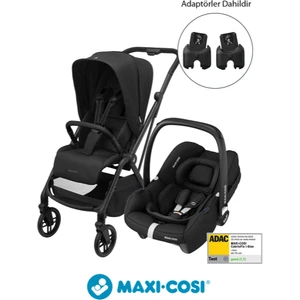 Leona2-Cabriofix I-Size Tek Elle Katlanabilen Ultra Kompakt Çift Yönlü Seyahat Sistem Bebek Arabası Black