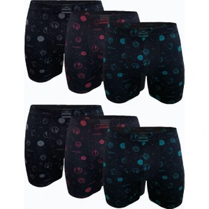 Erkek Siyah Desenli 6 Lı Premium Collection Modal Uzun Boxer 6M250