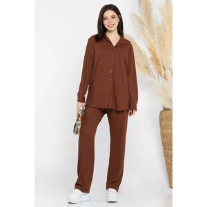 Kadın Fitilli Gömlek Pantolon Ikili Takım