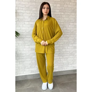 Kadın Fitilli Gömlek Pantolon Ikili Takım