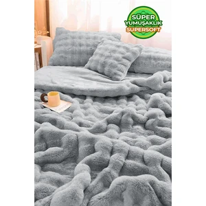 Evlen Home Collection Yatak Örtüsü Seti Tek Kişilik Peluş Yumuşak Yorgan Wellsoft 2 Parça Loria Gri