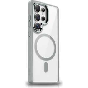 Case 4u Galaxy S25 Ultra Kılıf Magsafe Şarj Özellikli Krom Magsafe Silikon Kapak Gri