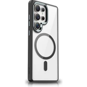 Case 4u Galaxy S25 Ultra Kılıf Magsafe Şarj Özellikli Krom Magsafe Silikon Kapak Siyah