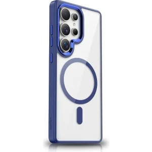 Case 4u Galaxy S25 Ultra Kılıf Magsafe Şarj Özellikli Krom Magsafe Silikon Kapak Lacivert