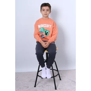 Erkek Çocuk Eşofman Takımı Minecraft Baskılı Ribanalı F2