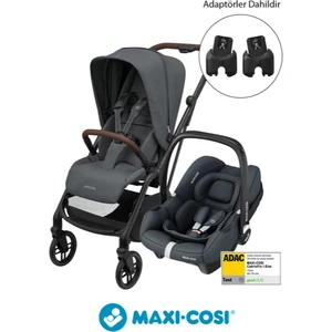Leona2-Cabriofix I-Size Tek Elle Katlanabilen Ultra Kompakt Çift Yönlü Seyahat Sistem Bebek Arabası Graphite