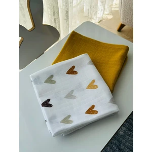 Fulya Tuhafiye  Pamuk 2'li Müslin Bebek Battaniye Seti Müslin Örtü 80 x 90 cm