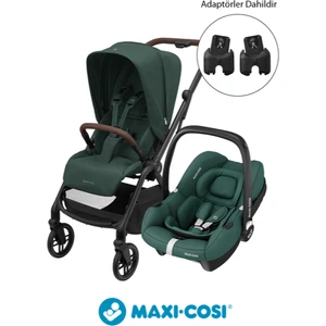 Leona2-Cabriofix I-Size Tek Elle Katlanabilen Ultra Kompakt Çift Yönlü Seyahat Sistem Bebek Arabası Green