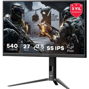 FAZEON X27F540 27" 540Hz 0.5ms HDMI DP HDR FreeSync G-Sync Pivot FHD SS IPS Gaming Monitör