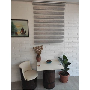 Açık Gri Alüminyum Kasa Zebra Perde Eteksiz