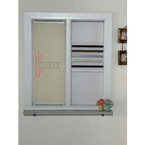 Krem Plise Katlanır Cam Balkon Perdesi - Ofis Perdesi - Ev Perdesi - Salon Perdesi - Plise Perde