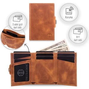 Toscana Taba Bozuk Paralık Cepli Unisex  Deri Rfid Korumalı Erkek Kadın Mini Cüzdan Hediye