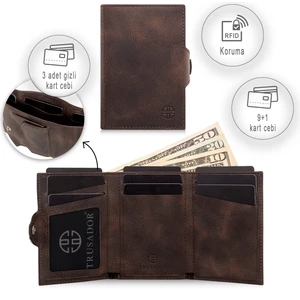 Toscana Kahverengi Bozuk Paralık Cepli Unisex  Deri Rfid Korumalı Erkek Kadın Mini Cüzdan Hediye