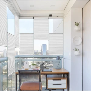 Yapıştırma Sistem Cam Balkon Perdesi Beyaz Plise Perde Delik Yok - Ofis Perdesi - Mutfak Perdesi