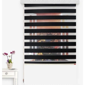 Siyah Alüminyum Kasa Zebra Perde Eteksiz