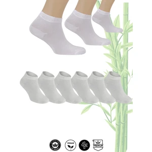 Erkek 6'lı Premium Bambu Patik Çorap Dikişsiz - Beyaz