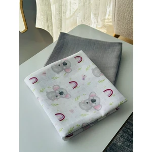 Fulya Tuhafiye  Pamuk 2'li Müslin Bebek Battaniye Seti Müslin Örtü 80 x 90 cm