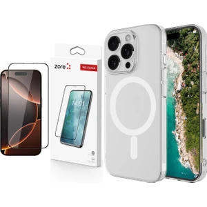 iPhone 14 Pro Max Kılıf Sararma Yapmayan Kamera Korumalı Magsafe Sert PC Zore Porto Kapak + Zore Rio Glass Cam Ekran Koruyucu