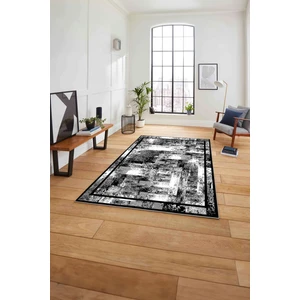 Napoli Home Çerçeveli Modern Dijital Baskılı Yıkanabilir Kaymaz Yolluk Mutfak Salon Halısı, Çerçeveli-77-Gri,