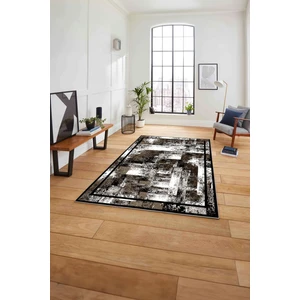 Napoli Home Çerçeveli Modern Dijital Baskılı Yıkanabilir Kaymaz Yolluk Mutfak Salon Halısı, Çerçeveli-77-Kahve,