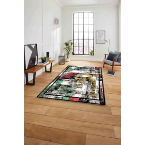 Napoli Home Çerçeveli Modern Dijital Baskılı Yıkanabilir Kaymaz Yolluk Mutfak Salon Halısı, Çerçeveli-77-Renkli,