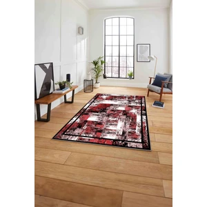 Napoli Home Çerçeveli Modern Dijital Baskılı Yıkanabilir Kaymaz Yolluk Mutfak Salon Halısı,Çerçeveli-77-Kırmızı,