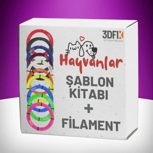 3D Kalem Hayvanlar Tema Seti - (Kalemsiz) - (Filament + Şablon Kitabı)