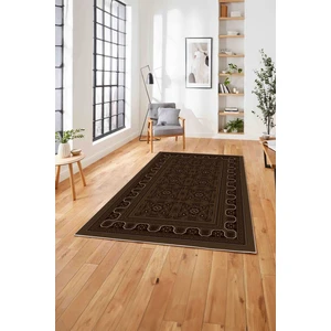 Napoli Home Etnik Afgan Desen Dijital Baskılı Yıkanabilir Kaymaz Yolluk Mutfak Salon Halısı, Etnik-42-Kahve,