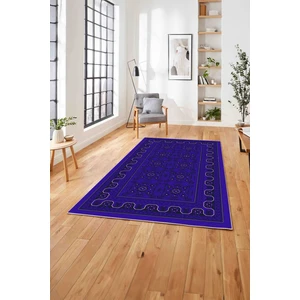 Napoli Home Etnik Afgan Desen Dijital Baskılı Yıkanabilir Kaymaz Yolluk Mutfak Salon Halısı, Etnik-42-Mavi,