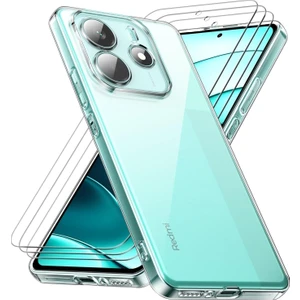 M.TK Moveteck Xiaomi Redmi Note 14 Kılıf Kamera Çıkıntılı Korumalı Yumuşak Silikon + 9h Ekran Koruyucu Cam 2in1 Set
