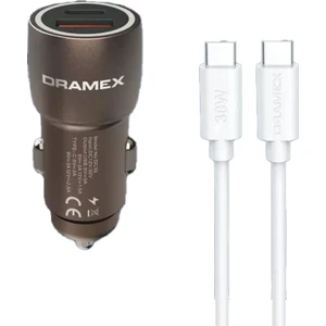 DC30T 3.1A 30W Pd Q.c. 3.0 1mt Type-C - Type-C Kablolu 1xtype-C + 1xusb-A Port Çıkışlı Hızlı Araç Şarj Cihazı - Kahverengi