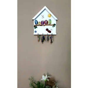 Handmade Kapı Giriş Anahtarlık Askılığı Duvar Dekorasyonu El Yapımı Taş Boyama