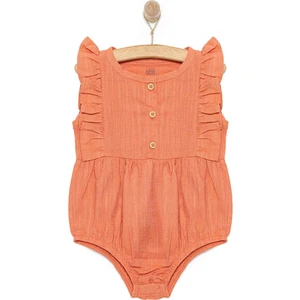 Kız Bebek Zıbn Atlet Body Müslin Kumaş Düğmeli Atlet Kol Nar Çiçeği