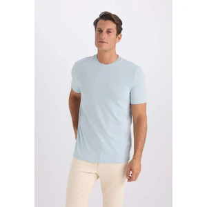 Slim Fit Dar Kesim Bisiklet Yaka Krinkıl Kısa Kollu Tişört D7225AX25SP
