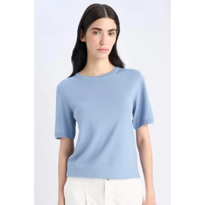 Regular Fit Basic Düz Bisiklet Yaka Kısa Kollu Triko Kazak E6810AX25SP