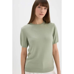 Regular Fit Basic Düz Bisiklet Yaka Kısa Kollu Triko Kazak E6810AX25SP