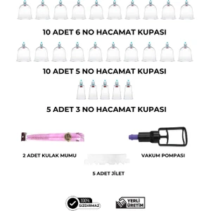 33 Parça Hacamat Kupası Seti, Hacamat Seti, Hacamat Malzemeleri