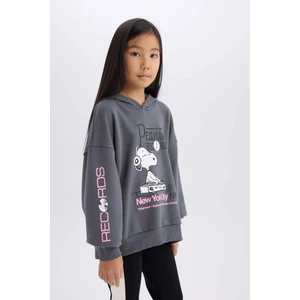 Kız Çocuk Snoopy Oversize Geniş Kalıp Kapüşonlu Sweatshirt D3110A824WN